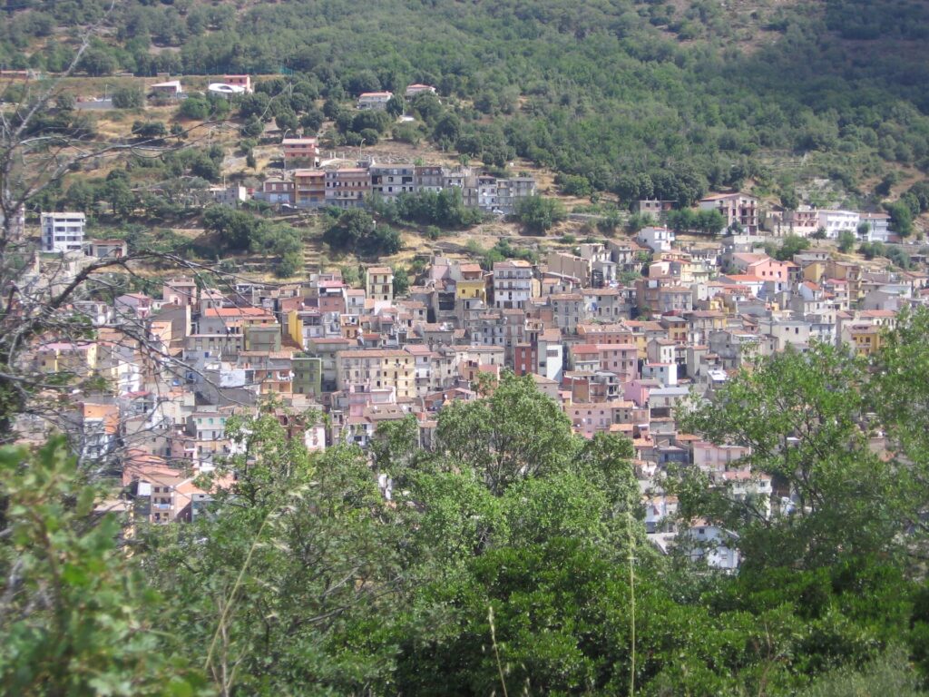 Il paese di Seui sul fianco della montagna tra i boschi